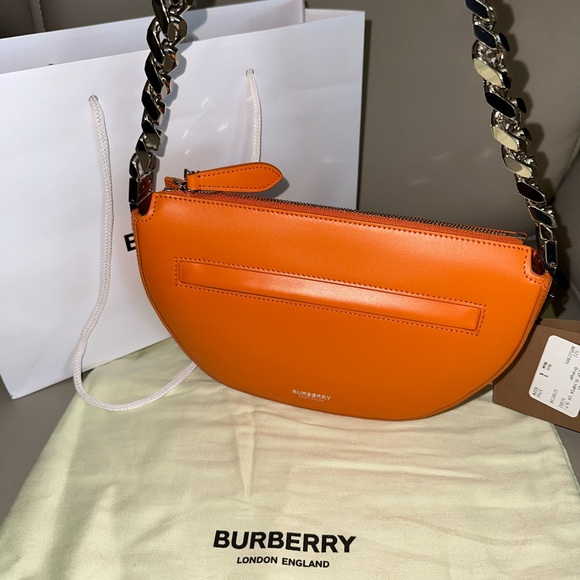 Burberry Mini Olympia Leather Shoulder Bag in Orange - Picture 3 of 16